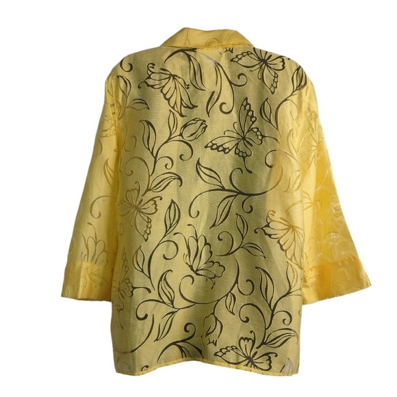 Alfred Dunner Top Shirt Women's Yellow Butterfly Button Up Sz PL NWT - Picture 2 of 12